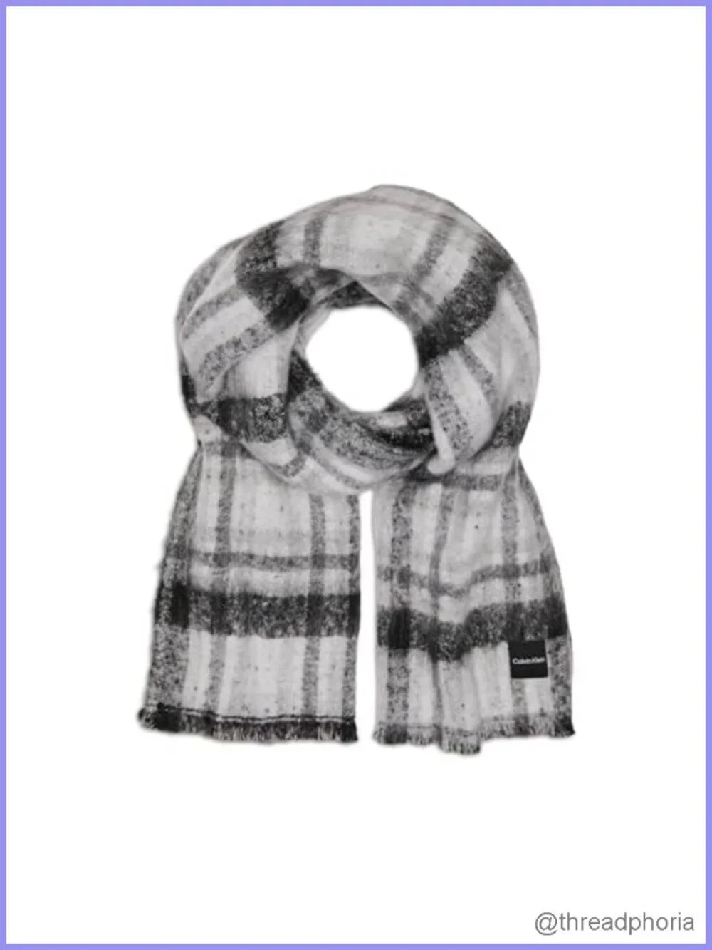 Calvin Klein Double Faced Plaid Winter Scarf, 100% Polyester, Extra Long